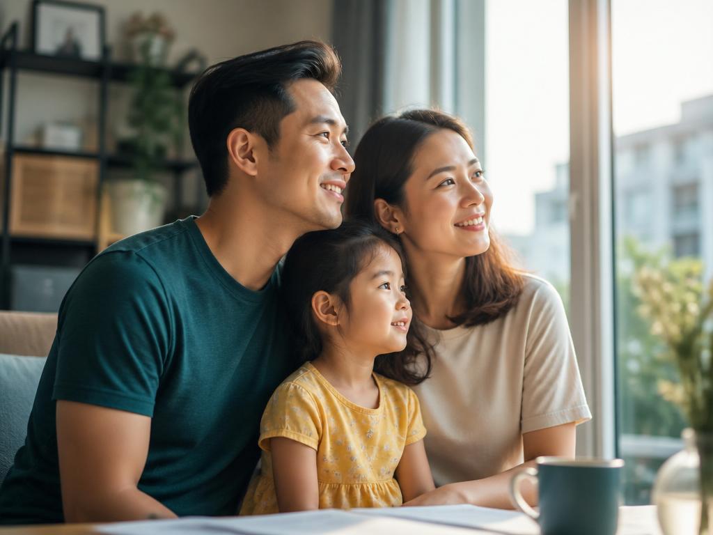 A young Singapore family looking ahead and planning their future together
